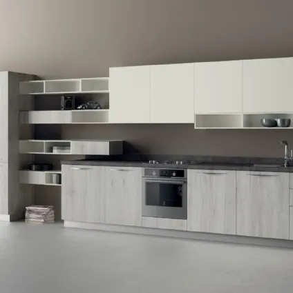 Cucina Moderna Mood in Rovere Actual e Bianco Puro di Scavolini