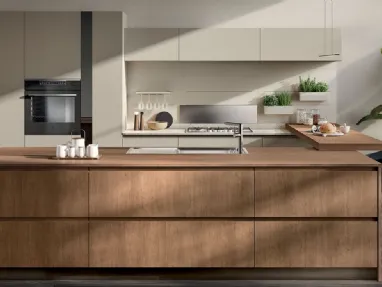Cucina Moderna Motus in Rovere Landscape e laccato opaco Visone di Scavolini