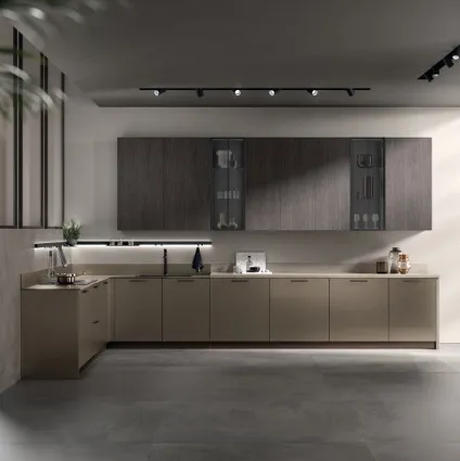 Cucina Moderna Musa in vetro opaco Grigio Matera e decorativo Oriental di Scavolini