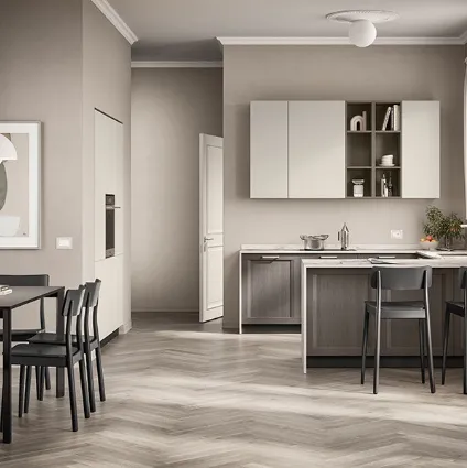 Cucina Moderna con penisola Sax in decorativo Rovere Town di Scavolini