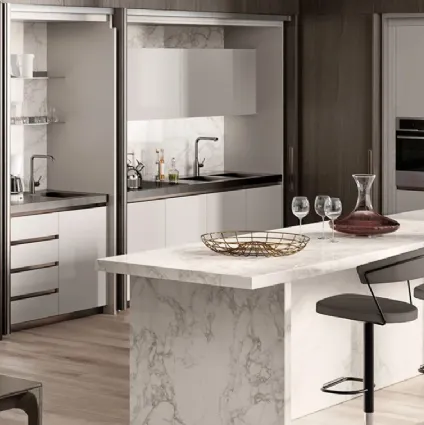 Cucina Boxi laccato lucido Grigio Chiaro di Scavolini