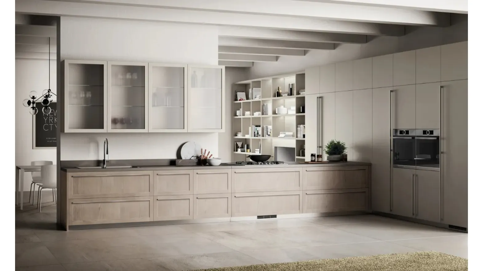 Cucina Carattere in Frassino Arena e laccato Tortora di Scavolini