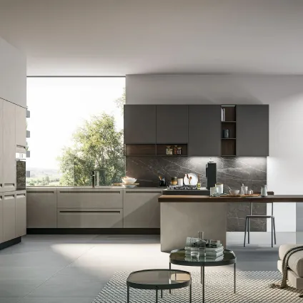 Cucina Moderna in Pet e laminato con penisola Tekna 05 di Arredo3