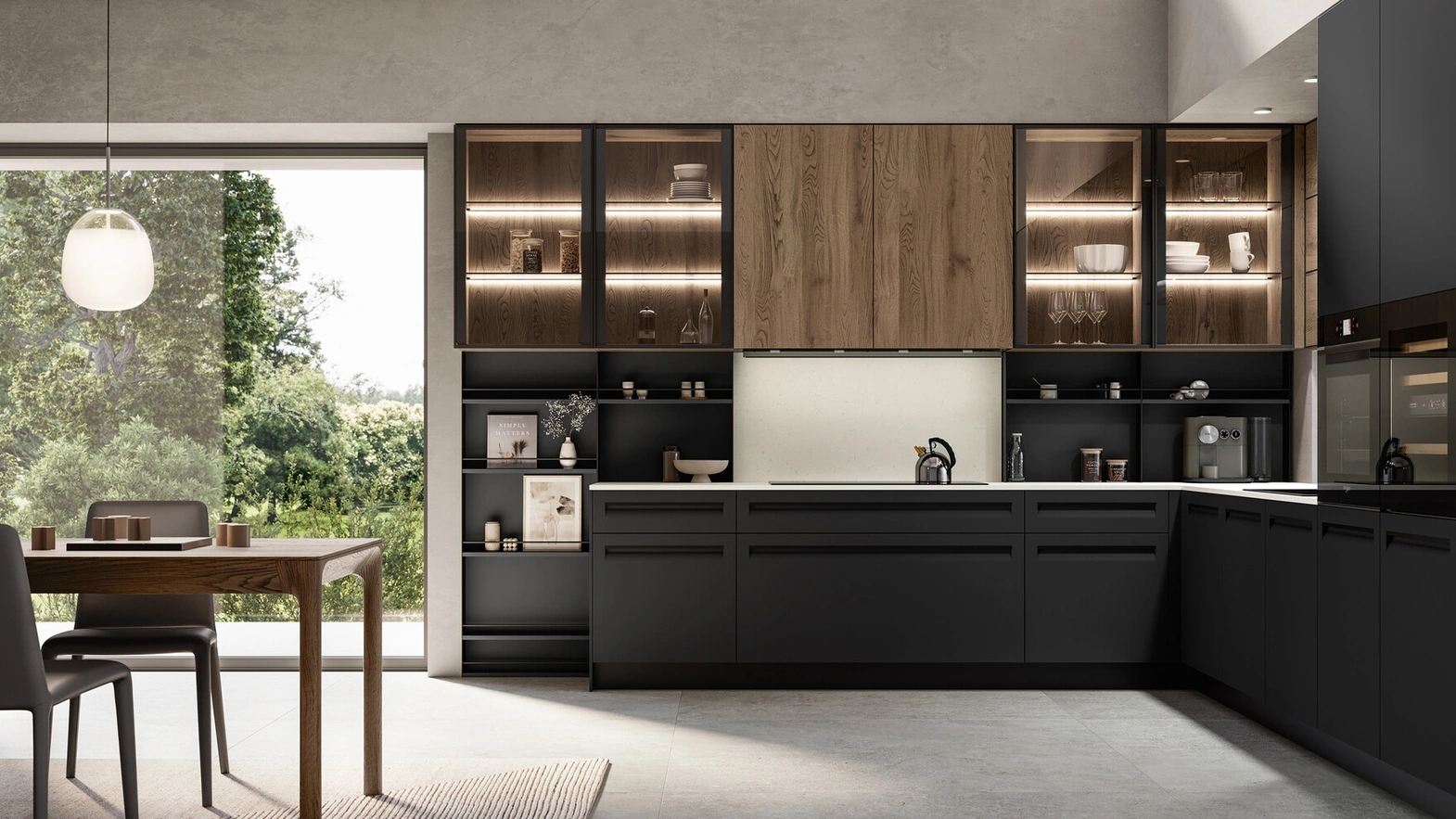 Cucina Moderna angolare in Pet e impiallacciato rovere Tekna di Arredo3