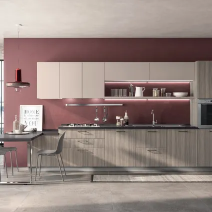 Cucina Moderna Urban & Urban in decorativo Eucalipto Taj e Sabbia Easy di Scavolini