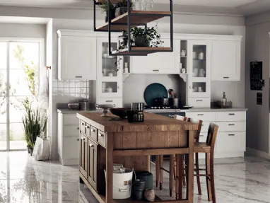 Cucina Shabby Chic Favilla con Isola in Rovere Nodato di Scavolini