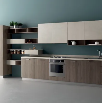 Cucina su misura Mood in Rovere Season ed Azimut di Scavolini