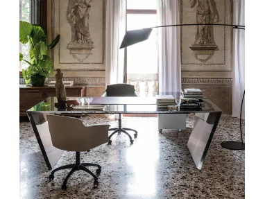 Scrivania Direzionale in acciaio inox Vega di Cattelan Italia